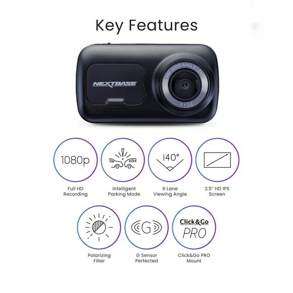 Nextbase 222X REAR Cam Bundle Dash Cam 2.5" HD 1080p Wireless Car - NBDVR222XRCZ - Picture 12 of 16